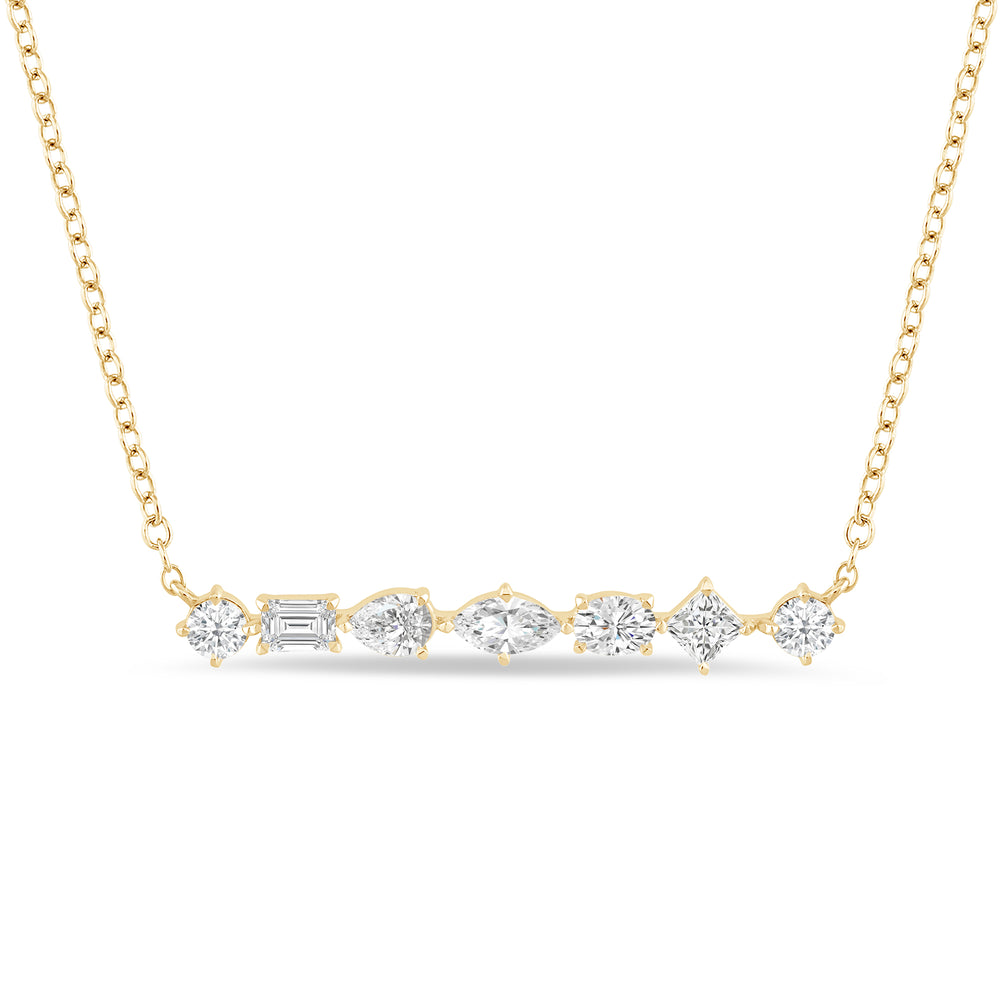 Mixed Fancy Shape Lab Created Diamond Bar Necklace with 14KT Yellow Gold / Lab / 1 Cut Diamond in 14KT Yellow Gold / Lab / 1 view 2

