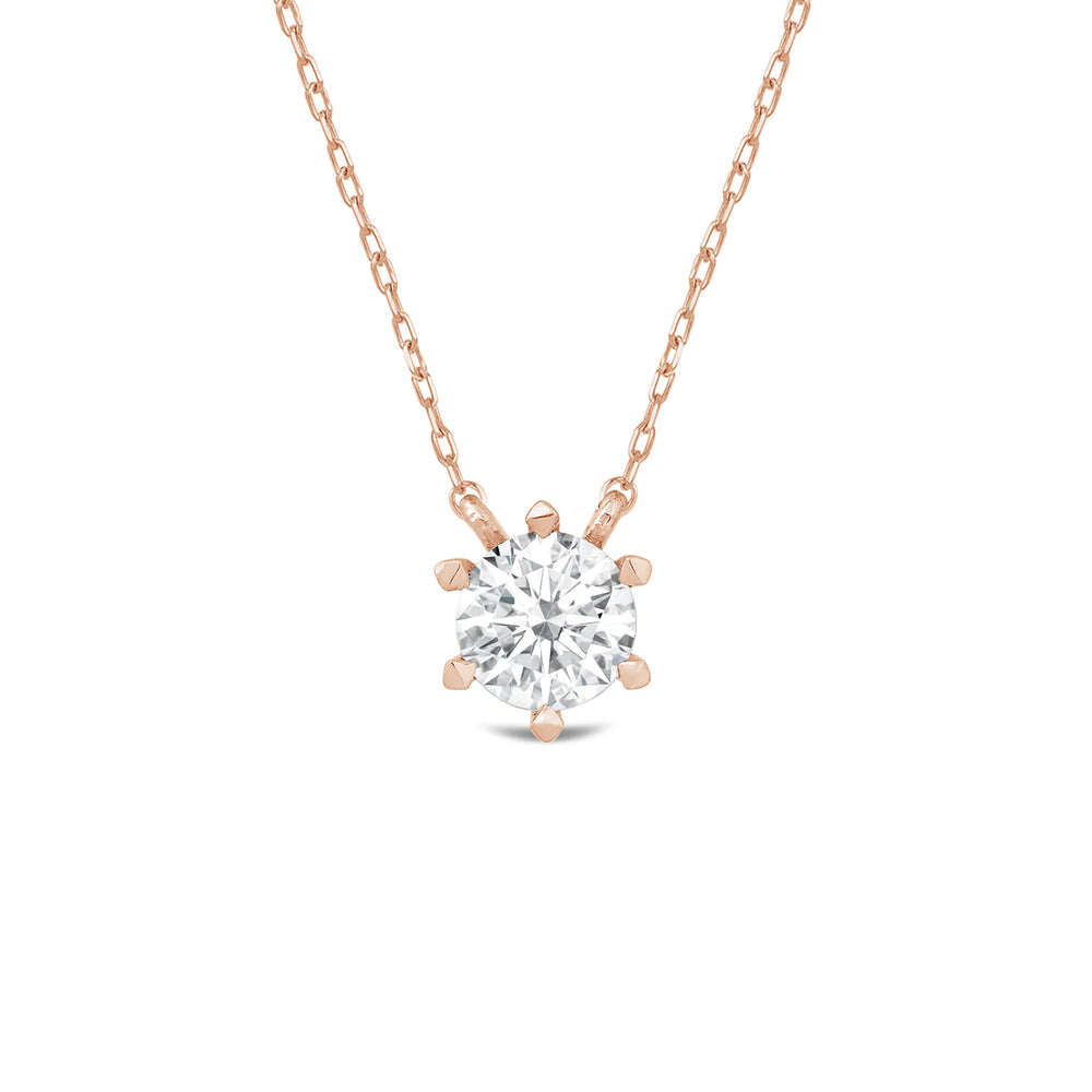 6 Prong Basket Round Lab Created Diamond Solitaire Necklace with 14KT Rose Gold / Lab / 1/2 Cut Diamond in 14KT Rose Gold / Lab / 1/2 view 4
