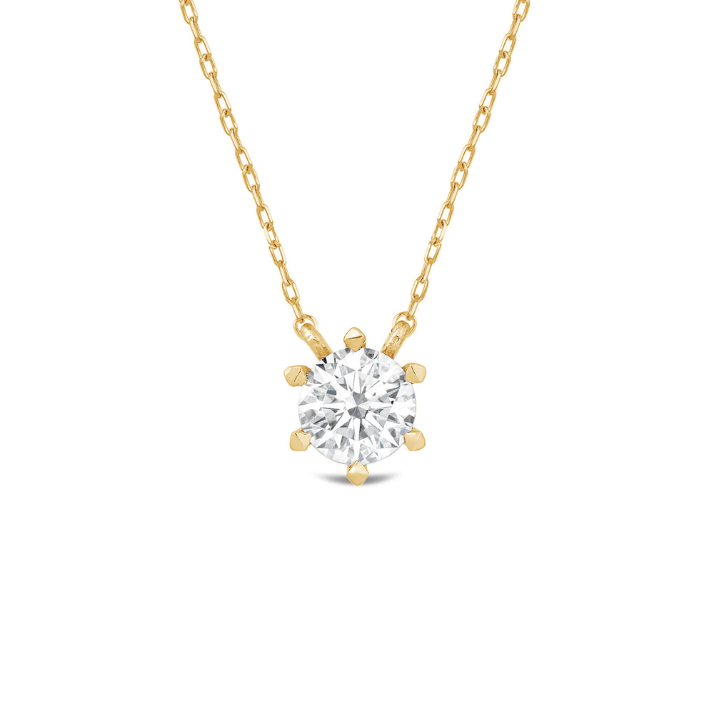 6 Prong Basket Round Lab Created Diamond Solitaire Necklace with 14KT Yellow Gold / Lab / 1/2 Cut Diamond in 14KT Yellow Gold / Lab / 1/2 view 4
