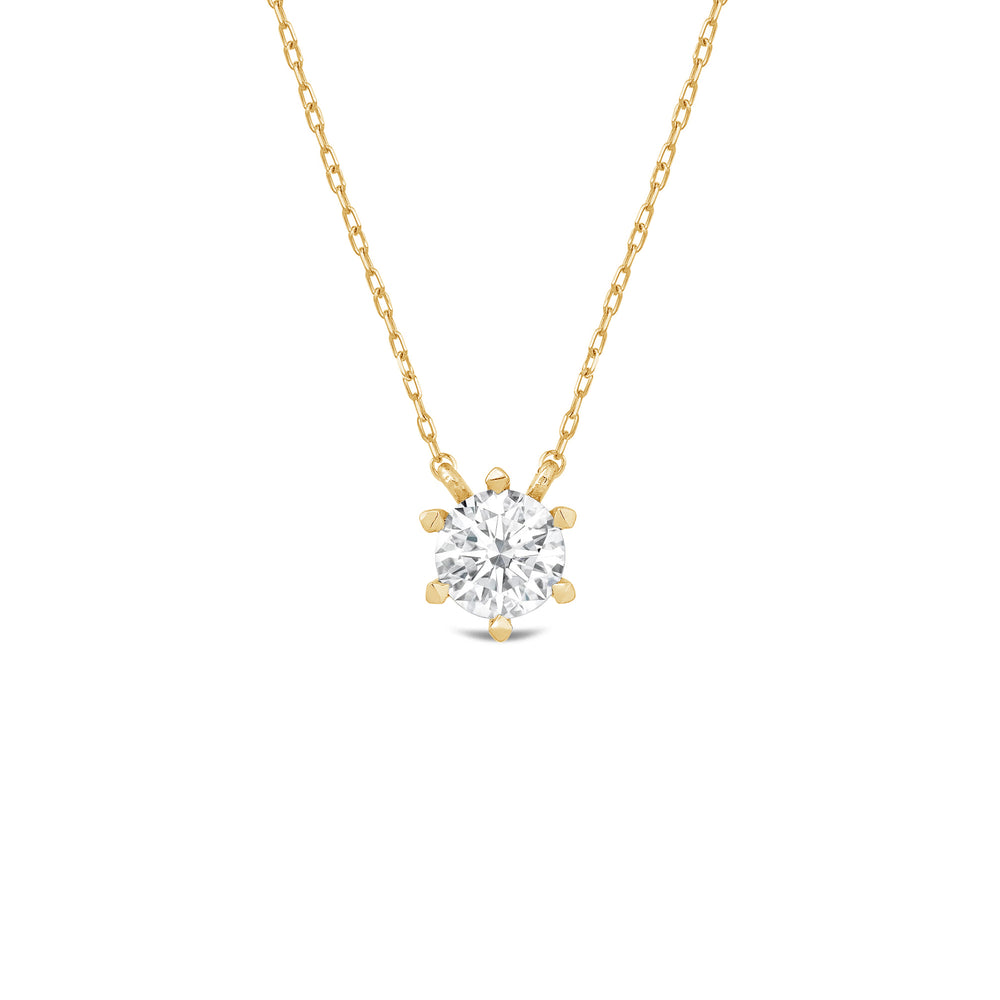 6 Prong Basket Round Lab Created Diamond Solitaire Necklace with 14KT Yellow Gold / Lab / 1/2 Cut Diamond in 14KT Yellow Gold / Lab / 1/2 view 1
