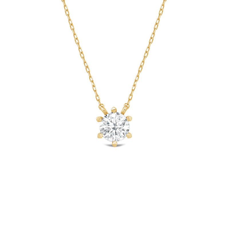 6 Prong Basket Round Lab Created Diamond Solitaire Necklace