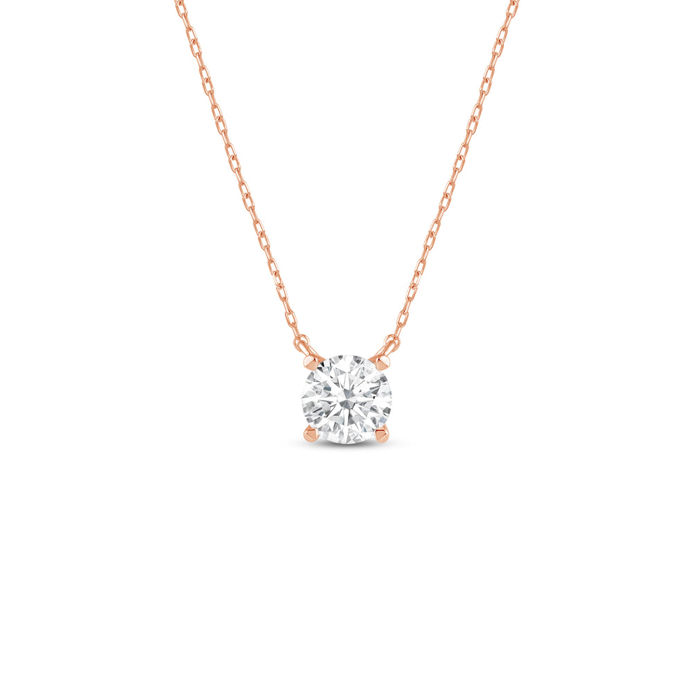 4 Prong Basket Round Lab Created Diamond Solitaire Necklace with 14KT Rose Gold / Lab / 1/2 Cut Diamond in 14KT Rose Gold / Lab / 1/2 view 1
