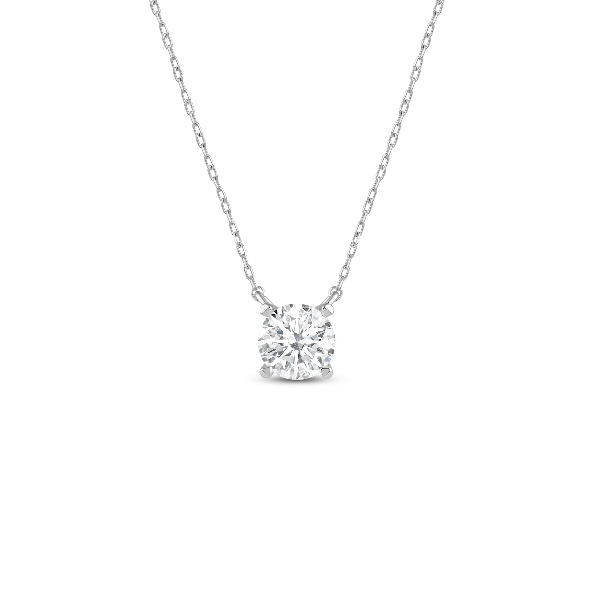 4 Prong Basket Round Lab Created Diamond Solitaire Necklace