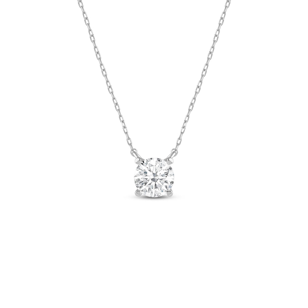 4 Prong Basket Round Lab Created Diamond Solitaire Necklace with 14KT White Gold / Lab / 1/2 Cut Diamond in 14KT White Gold / Lab / 1/2 view 1
