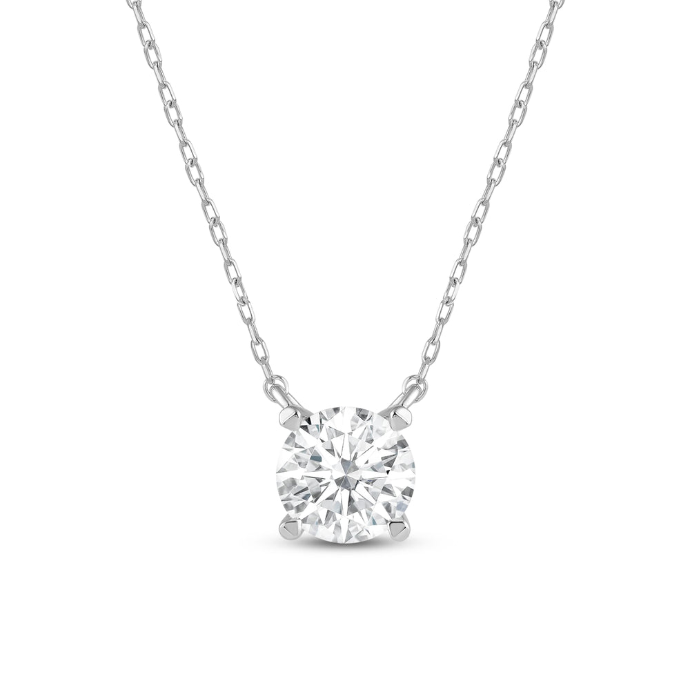 4 Prong Basket Round Lab Created Diamond Solitaire Necklace with 14KT White Gold / Lab / 1/2 Cut Diamond in 14KT White Gold / Lab / 1/2 view 3

