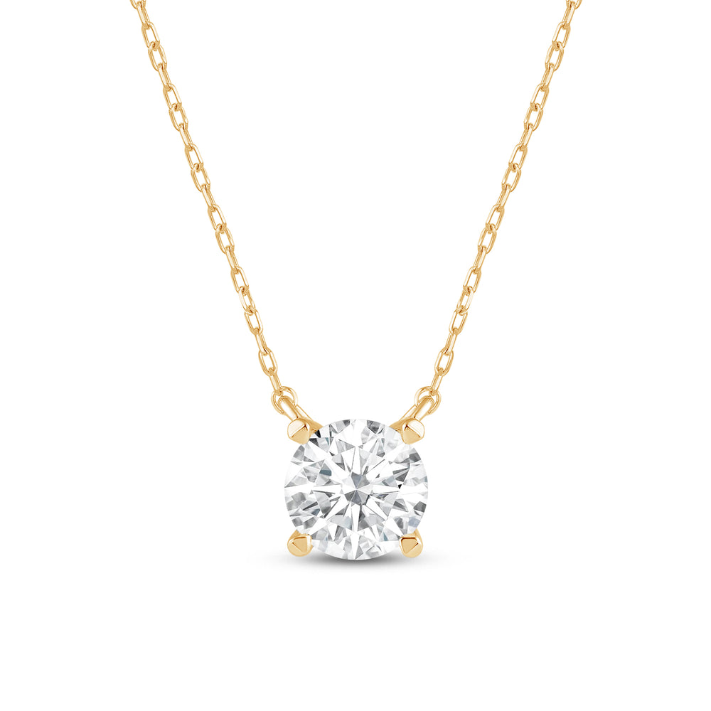 4 Prong Basket Round Lab Created Diamond Solitaire Necklace with 14KT Yellow Gold / Lab / 1/2 Cut Diamond in 14KT Yellow Gold / Lab / 1/2 view 3
