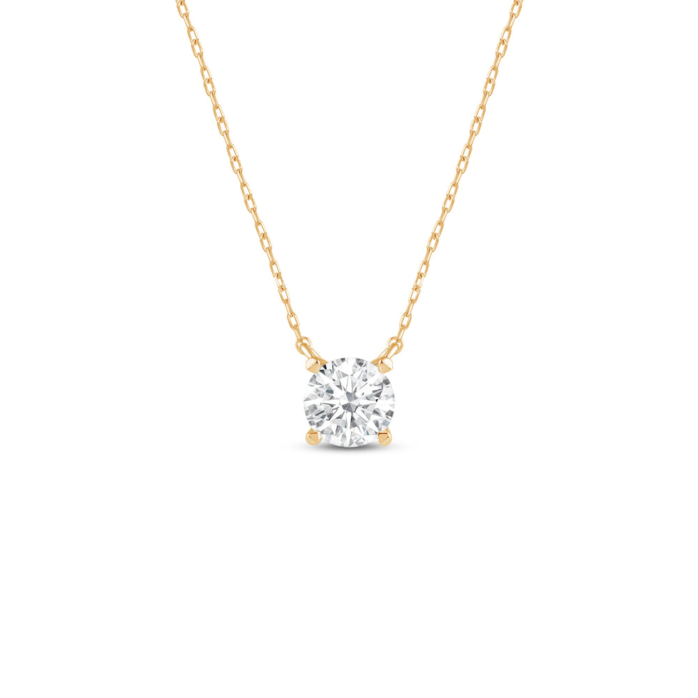 4 Prong Basket Round Lab Created Diamond Solitaire Necklace with 14KT Yellow Gold / Lab / 1/2 Cut Diamond in 14KT Yellow Gold / Lab / 1/2 view 1
