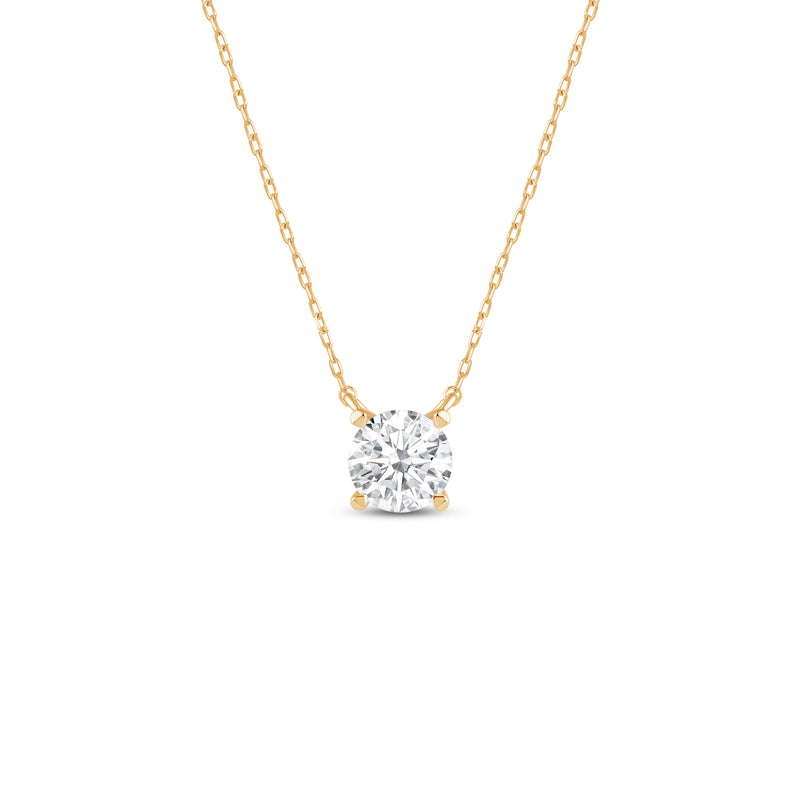 4 Prong Basket Round Lab Created Diamond Solitaire Necklace