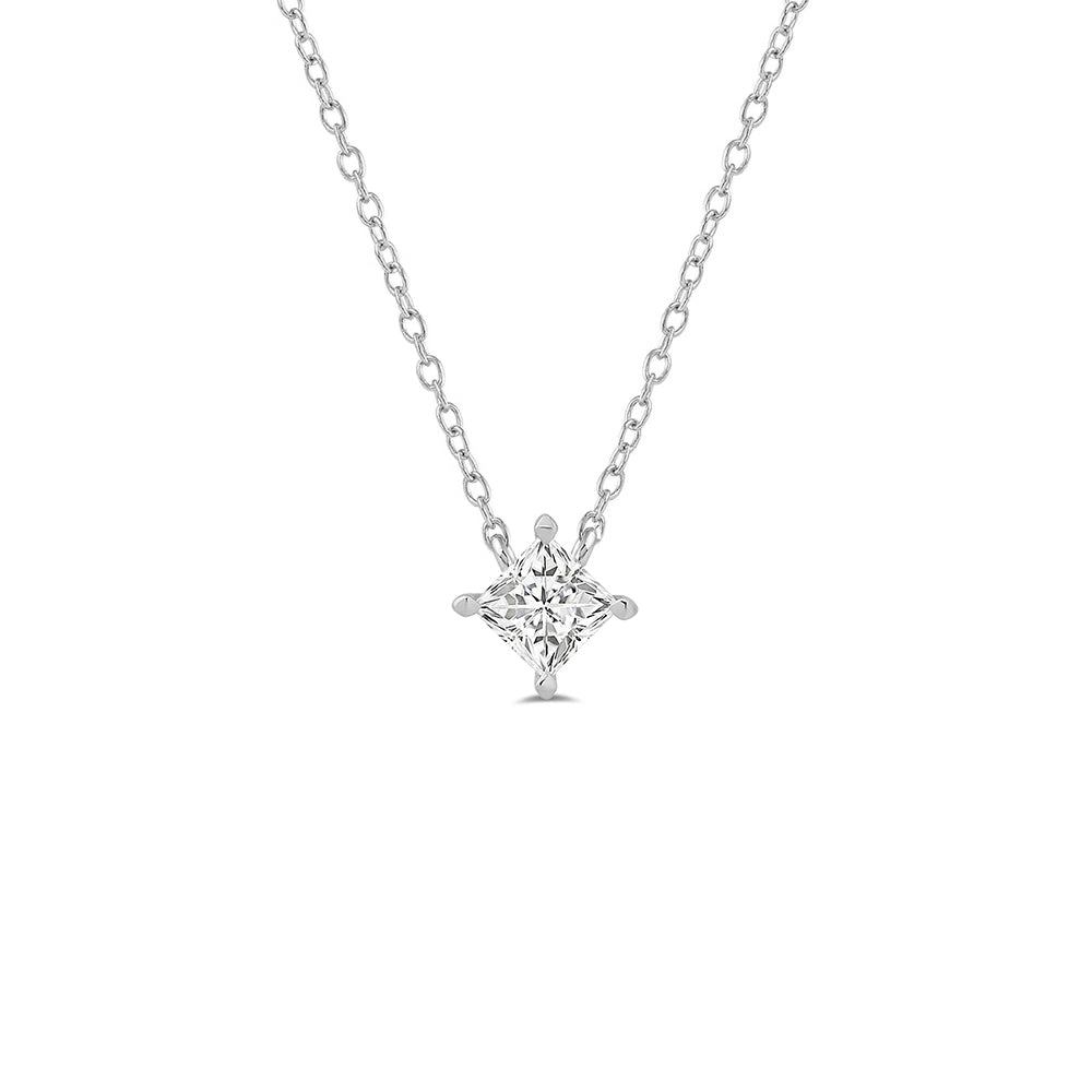 4 Prong Kite Set Lab Created Diamond Princess Solitaire Necklace