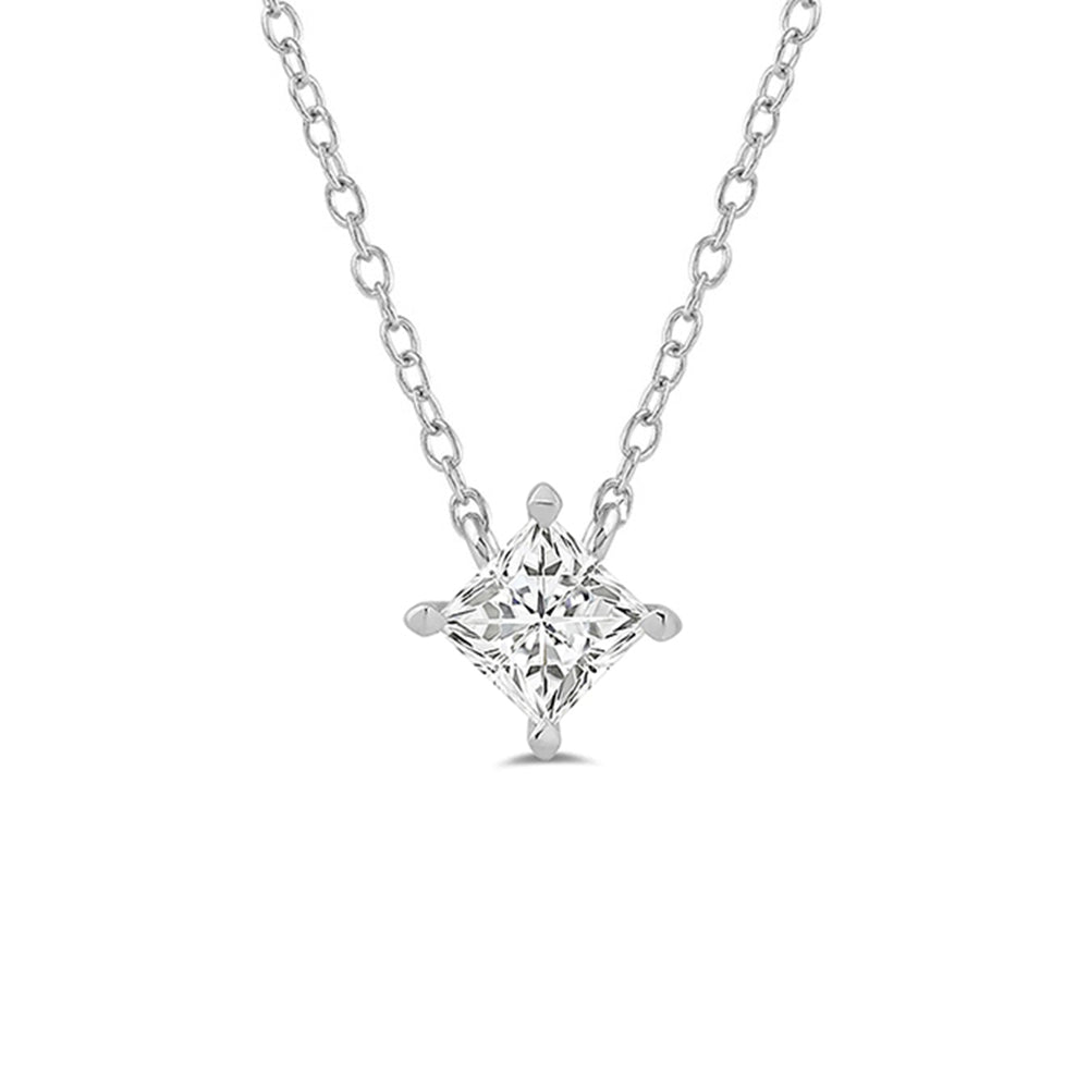 Prong Kite Set Lab Created Diamond Princess Solitaire Necklace