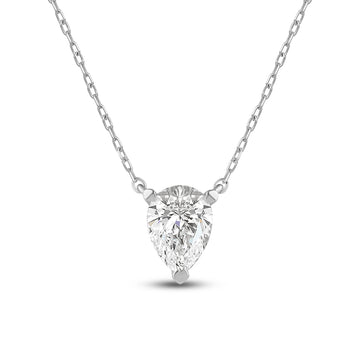 3 Prong Point Down Lab Created Diamond Pear Drop Solitaire Necklace