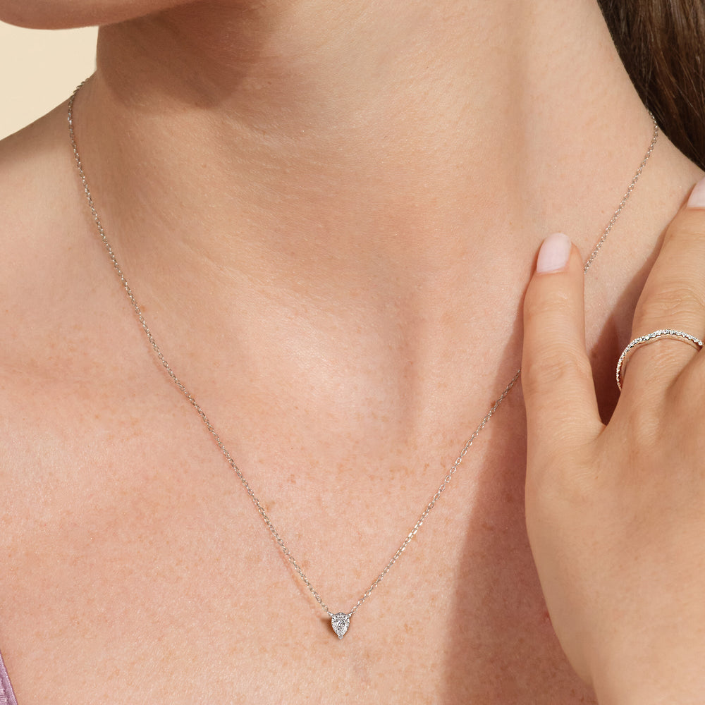3 Prong Point Down Lab Created Diamond Pear Drop Solitaire Necklace with 14KT Yellow Gold / Lab / 1/2 Cut Diamond in 14KT Yellow Gold / Lab / 1/2 view 2
