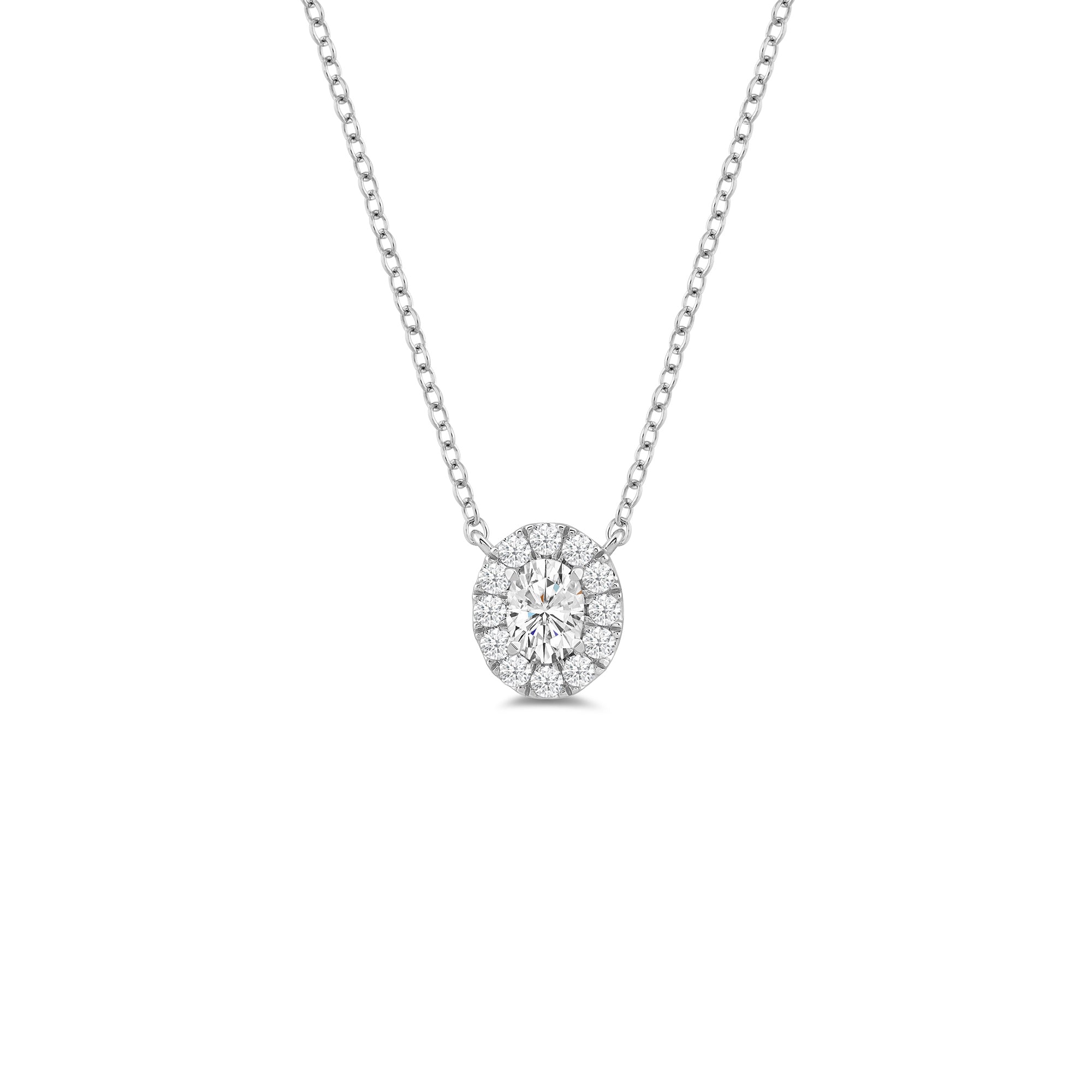 Halo Oval Lab Created Diamond Necklace