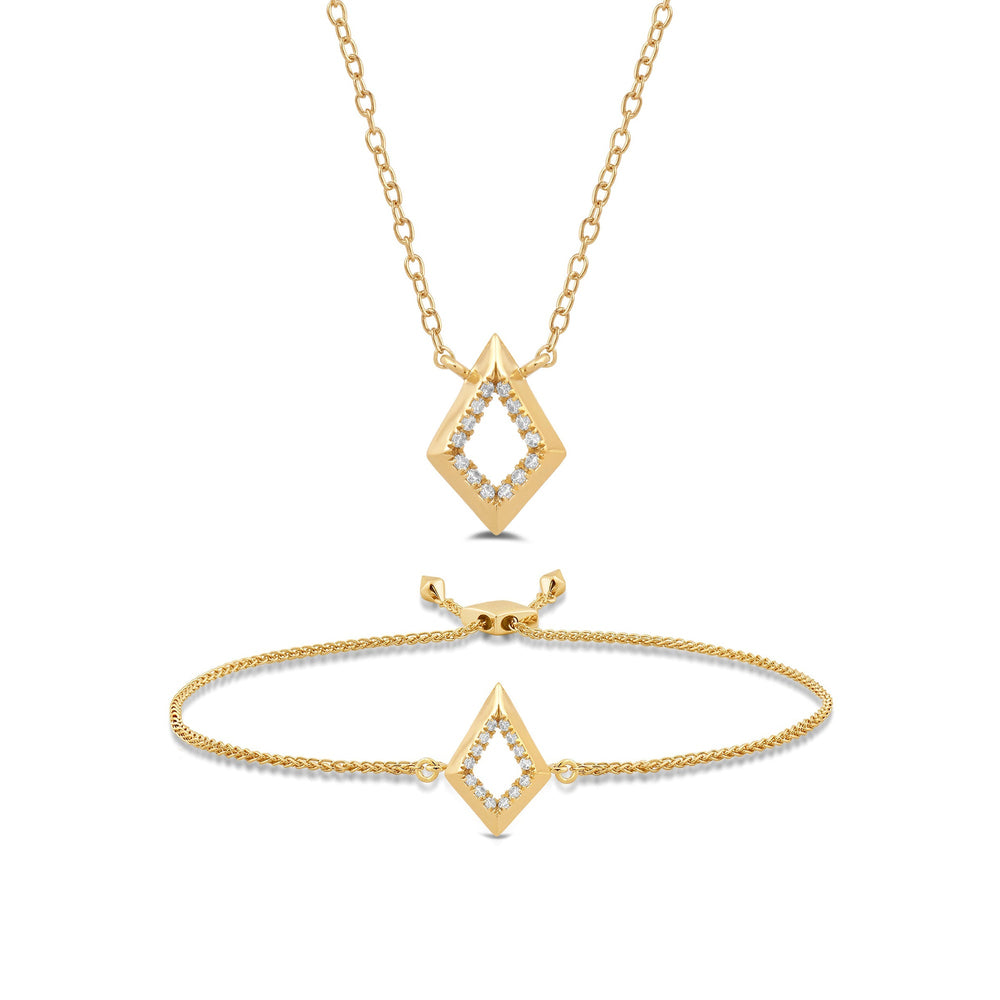 The Diamond Set with 1/6 Cut Diamond in 14KT Yellow Gold view 1
