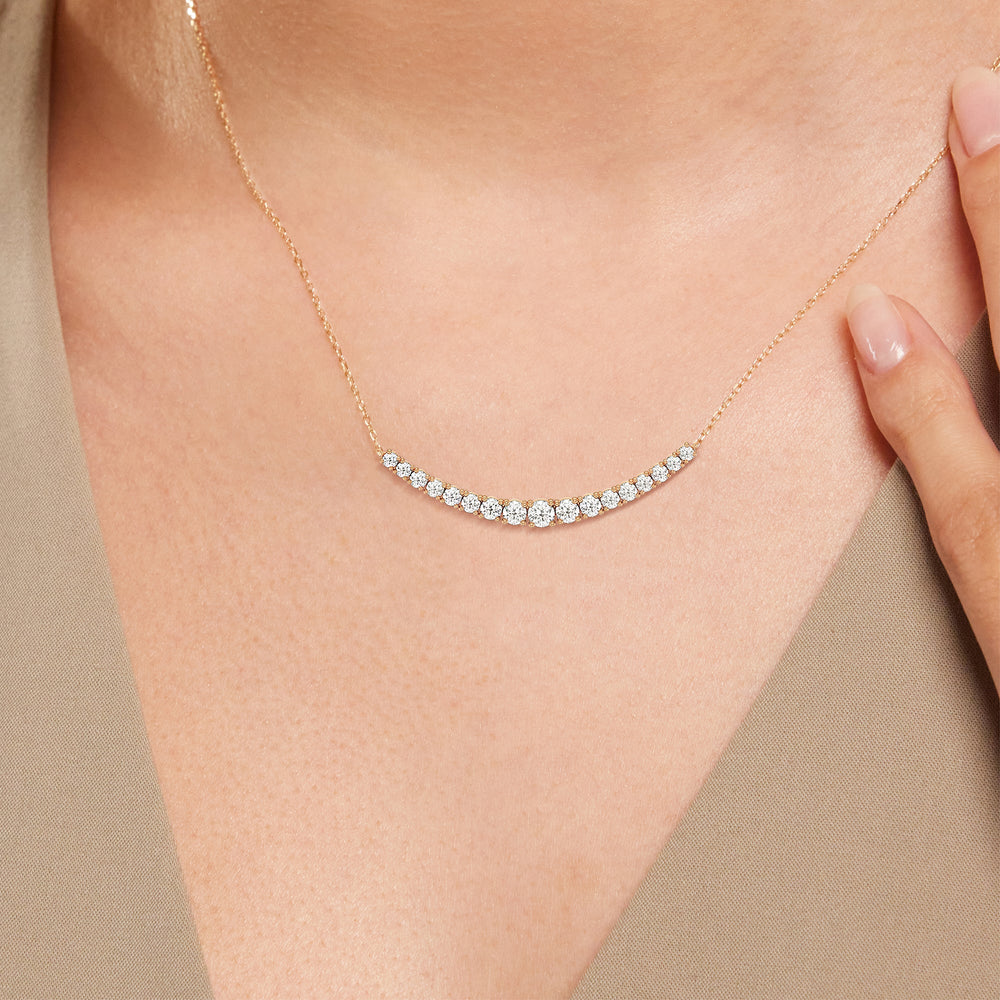 Diamond Line Chain Necklace with 14KT Rose Gold / Lab / 1 Cut Diamond in 14KT Rose Gold / Lab / 1 view 2
