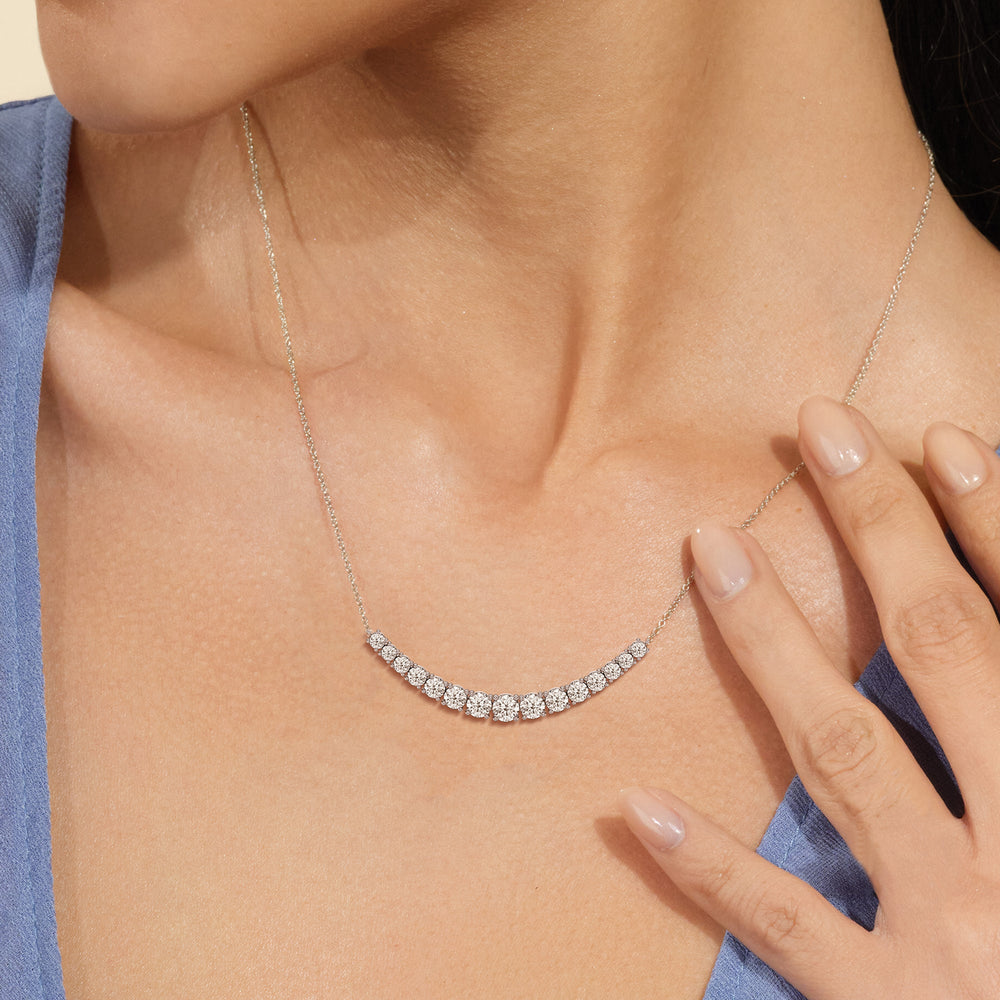 Diamond Line Chain Necklace with 14KT Rose Gold / Lab / 3 Cut Diamond in 14KT Rose Gold / Lab / 3 view 2
