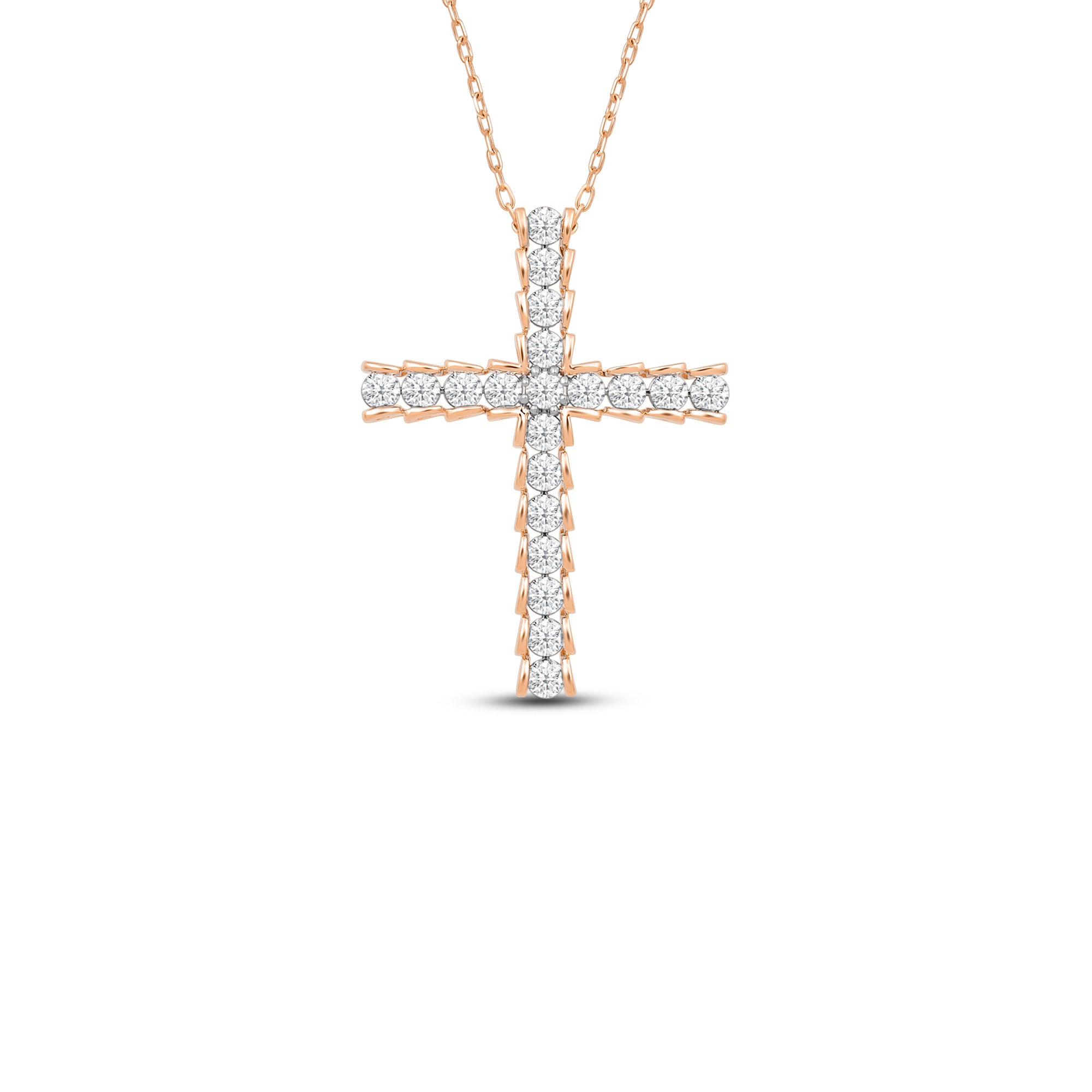 Diamond Cross Necklace 925 Silver Layered Gold - Lotus Jewellery