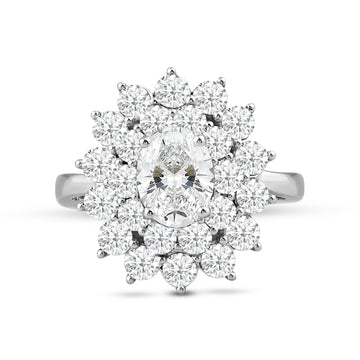 Flower Halo Diamond Cluster Ring