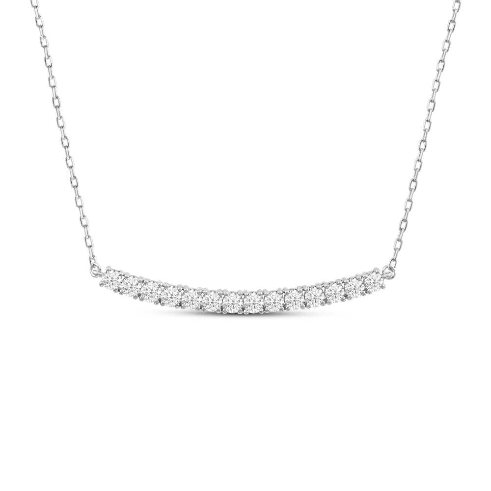 Curved Bar Necklace with 14KT White Gold / Lab / 1 1/2 Cut Diamond in 14KT White Gold / Lab / 1 1/2 view 1
