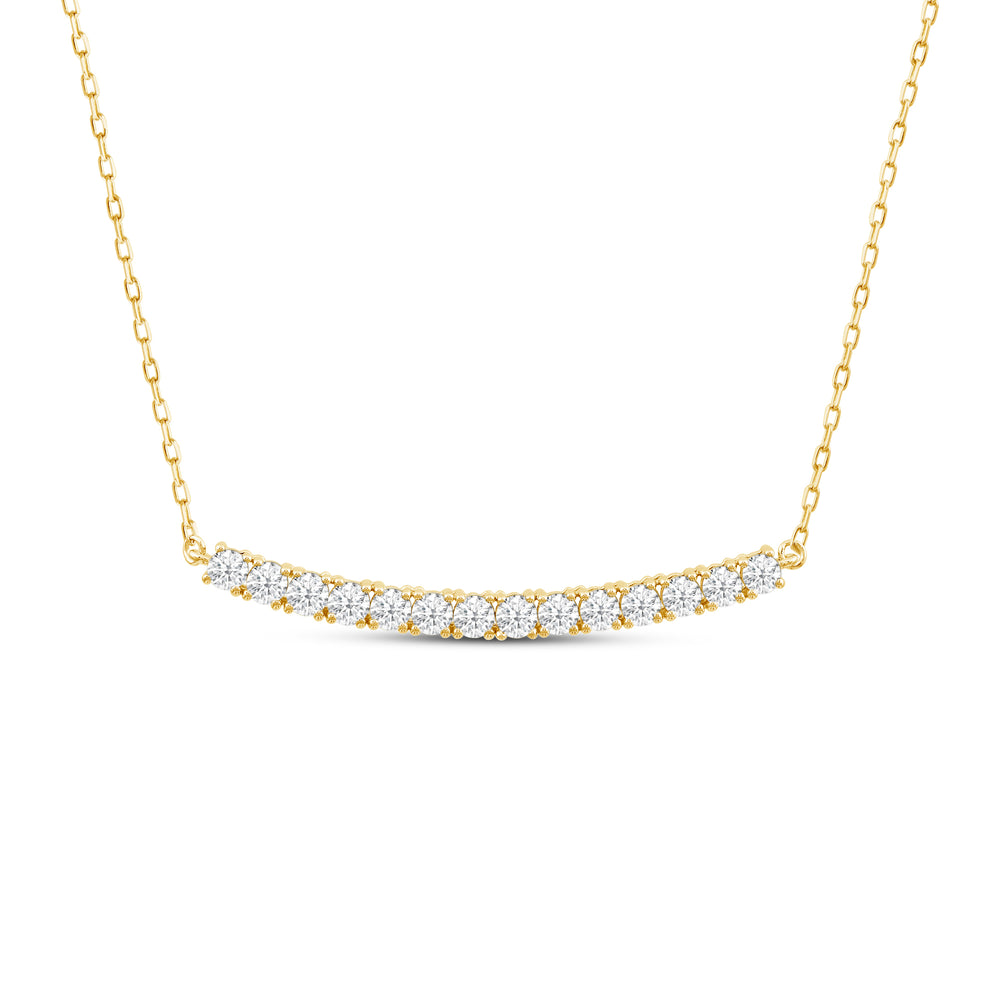 Curved Bar Necklace with 14KT Yellow Gold / Lab / 1 1/2 Cut Diamond in 14KT Yellow Gold / Lab / 1 1/2 view 1
