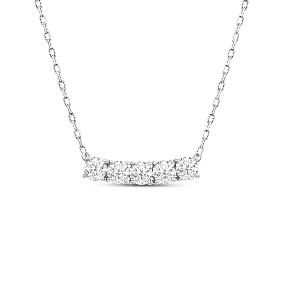 Dainty Five Stone Diamond Necklace with 14KT White Gold / Lab / 5/8 Cut Diamond in 14KT White Gold / Lab / 5/8 view 2
