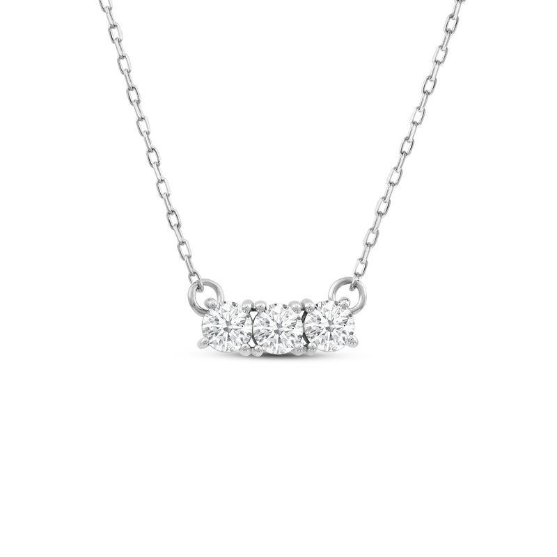 Dainty Three Stone Diamond Necklace