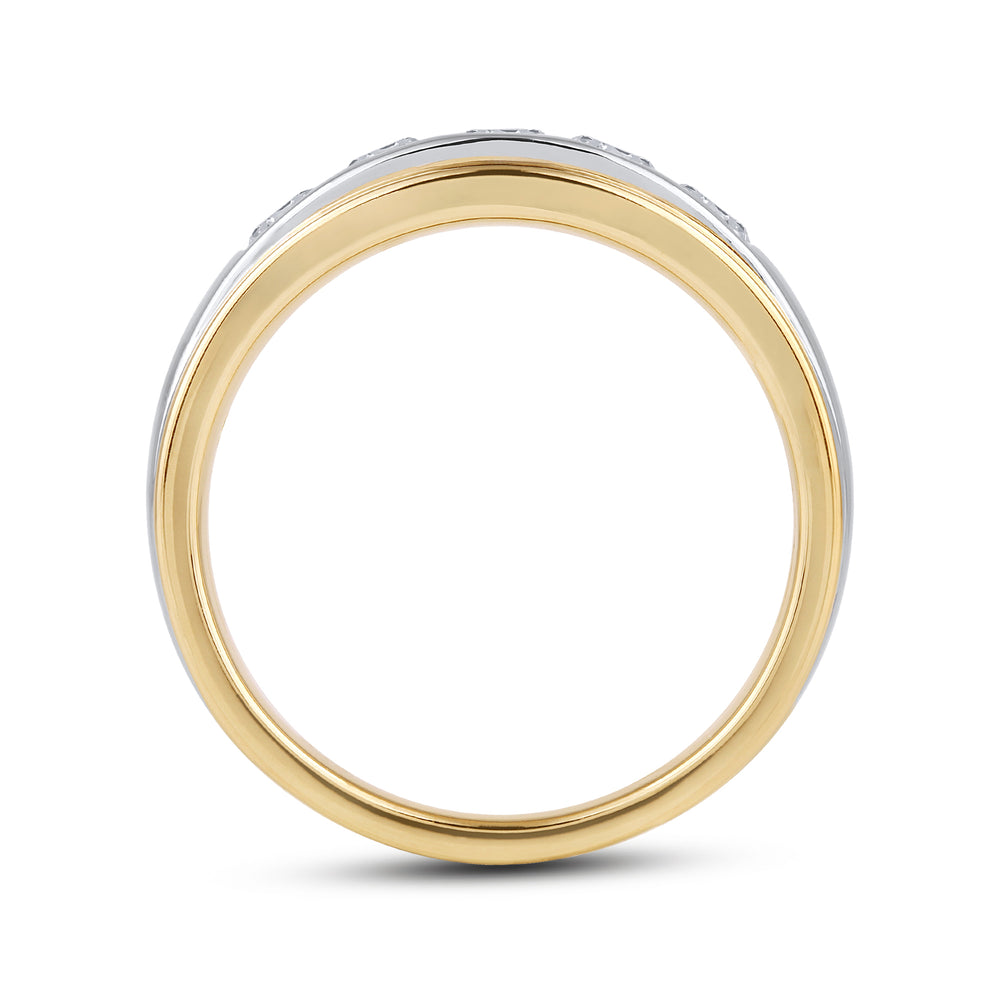 Two-Tone Channel Set 5 Stone Diamond Ring with 18KT White & Yellow Gold / Lab / 1 Cut Diamond in 14KT White & Yellow Gold / Lab / 1 view 4
