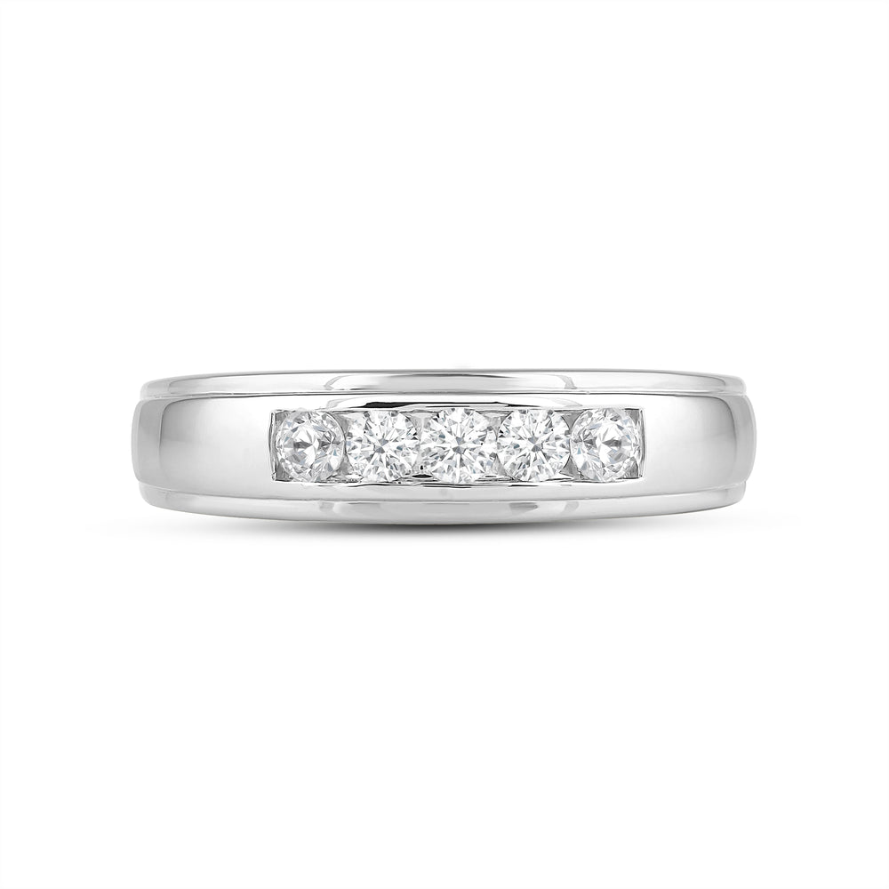 Two-Tone Channel Set 5 Stone Diamond Ring with Platinum / Lab / 1/2 Cut Diamond in 14KT Platinum / Lab / 1/2 view 1
