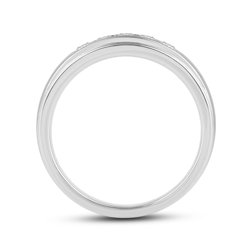 Two-Tone Channel Set 5 Stone Diamond Ring with Platinum / Lab / 1/2 Cut Diamond in 14KT Platinum / Lab / 1/2 view 4
