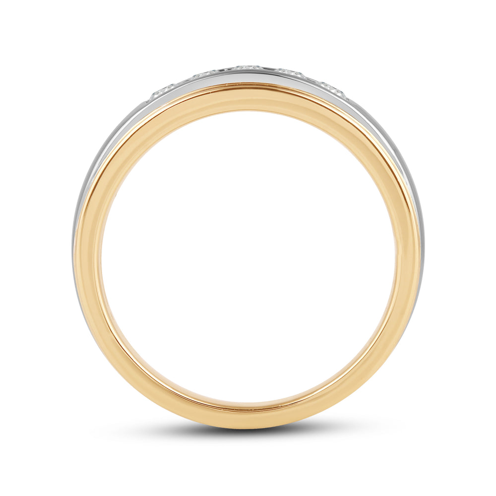 Two-Tone Channel Set 5 Stone Diamond Ring with 18KT White & Yellow Gold / Lab / 1/2 Cut Diamond in 14KT White & Yellow Gold / Lab / 1/2 view 4
