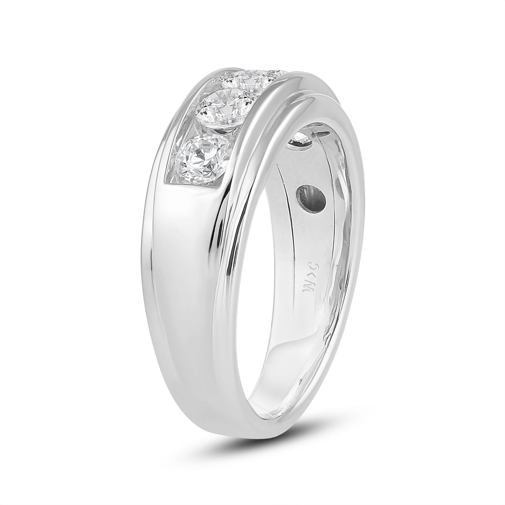 Two-Tone Channel Set 5 Stone Diamond Ring with Platinum / Lab / 1 1/2 Cut Diamond in 14KT Platinum / Lab / 1 1/2 view 3

