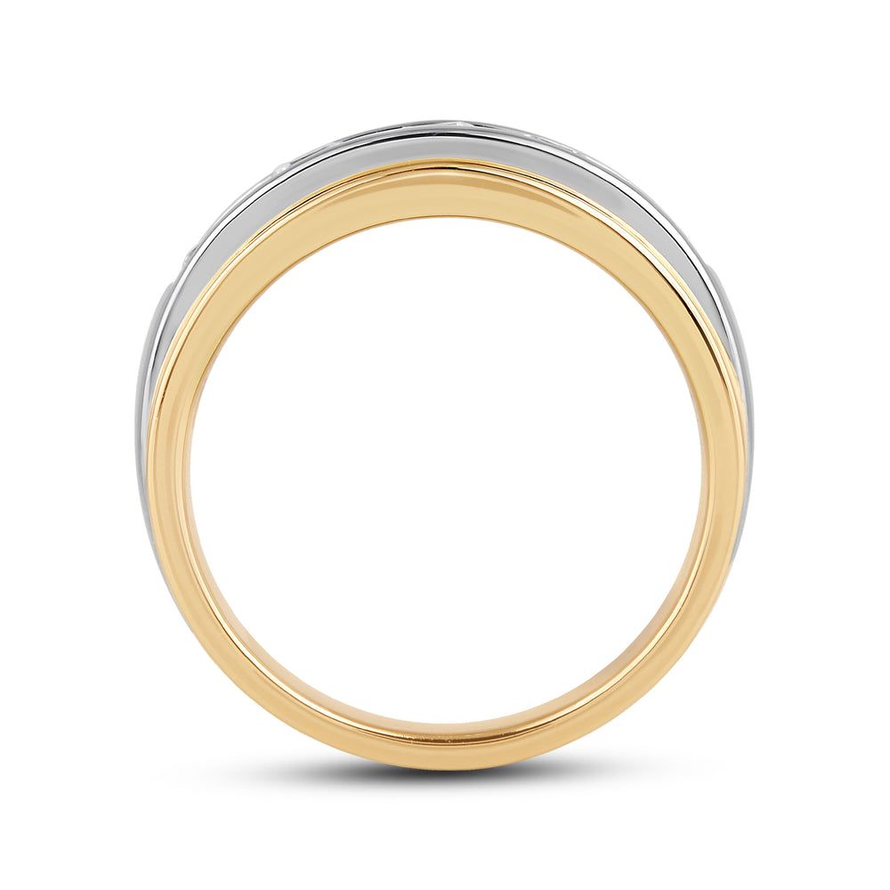 Two-Tone Channel Set 5 Stone Diamond Ring with 18KT White & Yellow Gold / Lab / 1 1/2 Cut Diamond in 14KT White & Yellow Gold / Lab / 1 1/2 view 4
