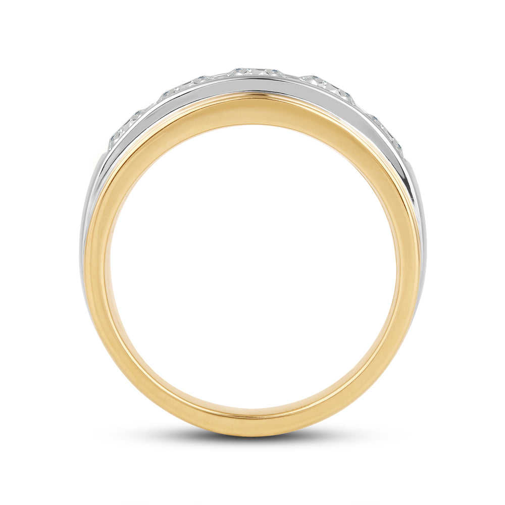 Two-Tone Channel Set 5 Stone Diamond Ring with 18KT White & Yellow Gold / Lab / 2 Cut Diamond in 14KT White & Yellow Gold / Lab / 2 view 4
