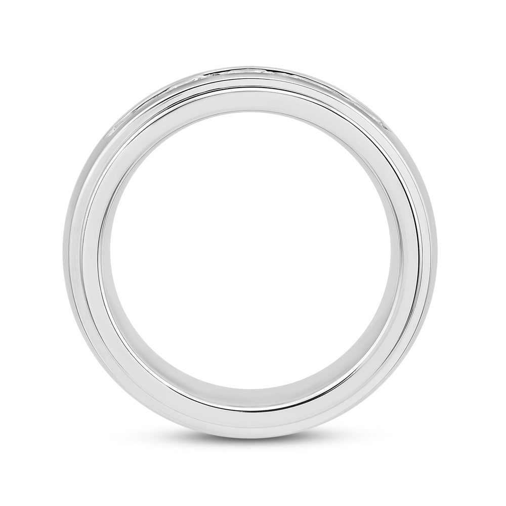 Dome Profile Five Stone Channel Set Band with 14KT White Gold / Lab / 1 1/2 Cut Diamond in 14KT White Gold / Lab / 1 1/2 view 2
