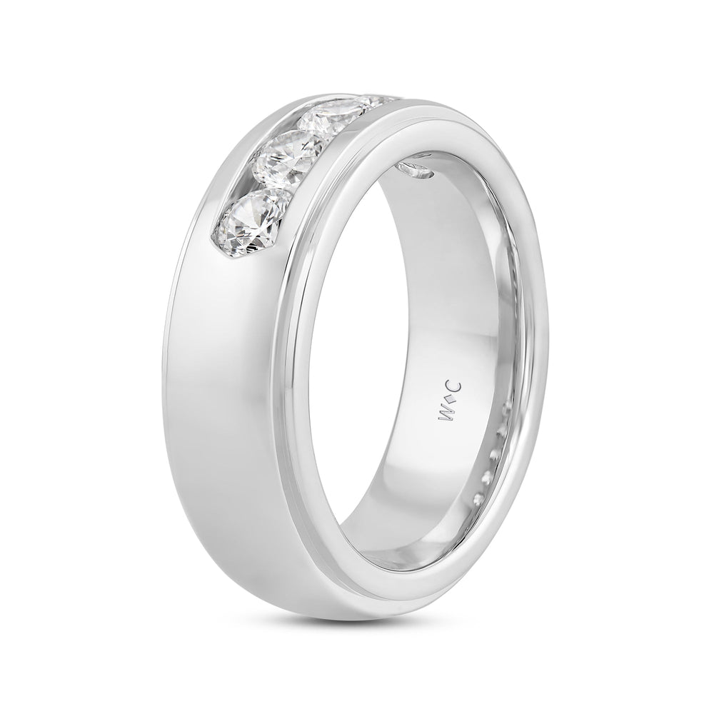 Dome Profile Five Stone Channel Set Band with 14KT White Gold / Lab / 1 1/2 Cut Diamond in 14KT White Gold / Lab / 1 1/2 view 3
