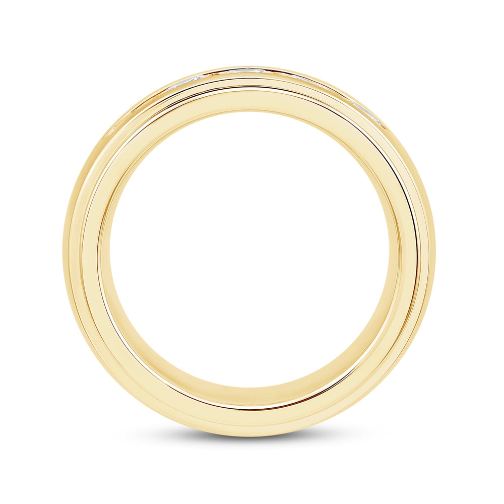 Dome Profile Five Stone Channel Set Band with 14KT Yellow Gold / Lab / 1 1/2 Cut Diamond in 14KT Yellow Gold / Lab / 1 1/2 view 2
