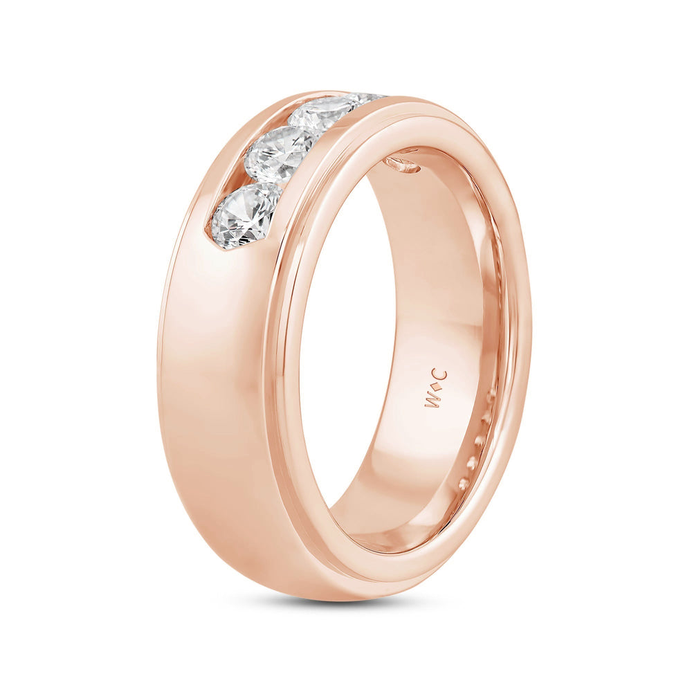 Dome Profile Five Stone Channel Set Band with 14KT Rose Gold / Lab / 1 1/2 Cut Diamond in 14KT Rose Gold / Lab / 1 1/2 view 3
