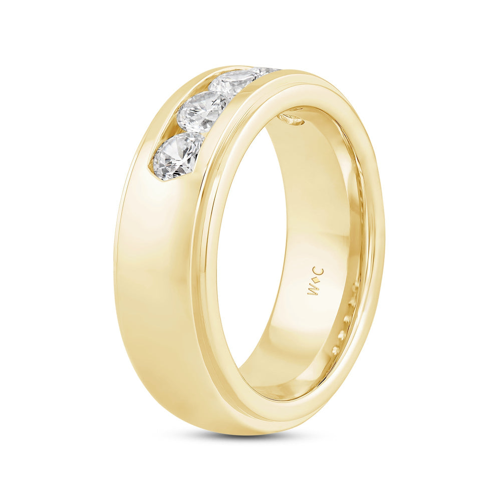 Dome Profile Five Stone Channel Set Band with 14KT Yellow Gold / Lab / 1 1/2 Cut Diamond in 14KT Yellow Gold / Lab / 1 1/2 view 3
