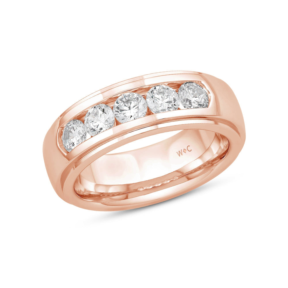 Dome Profile Five Stone Channel Set Band with 14KT Rose Gold / Lab / 1 1/2 Cut Diamond in 14KT Rose Gold / Lab / 1 1/2 view 4
