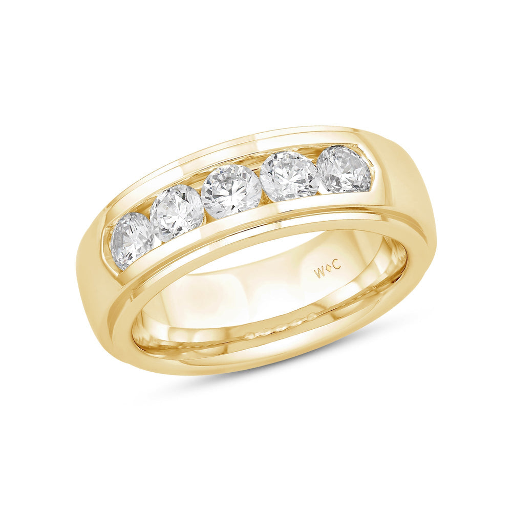 Dome Profile Five Stone Channel Set Band with 14KT Yellow Gold / Lab / 1 1/2 Cut Diamond in 14KT Yellow Gold / Lab / 1 1/2 view 4
