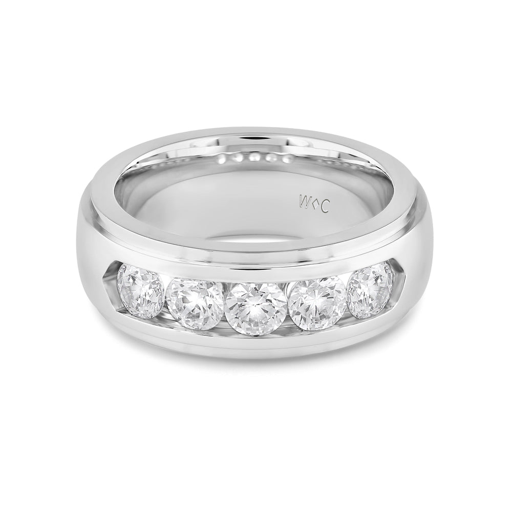 Dome Profile Five Stone Channel Set Band with 14KT White Gold / Lab / 2 Cut Diamond in 14KT White Gold / Lab / 2 view 1
