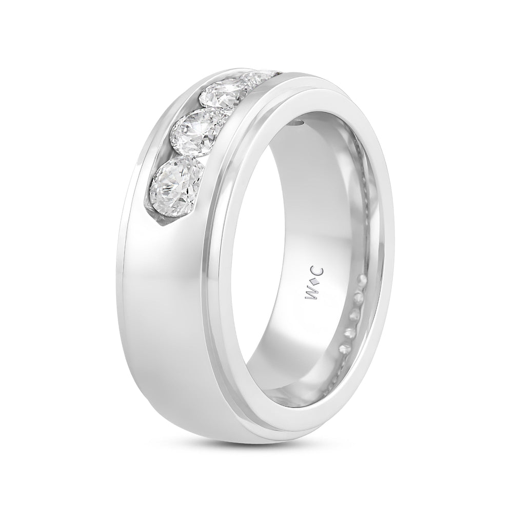 Dome Profile Five Stone Channel Set Band with 14KT White Gold / Lab / 2 Cut Diamond in 14KT White Gold / Lab / 2 view 4
