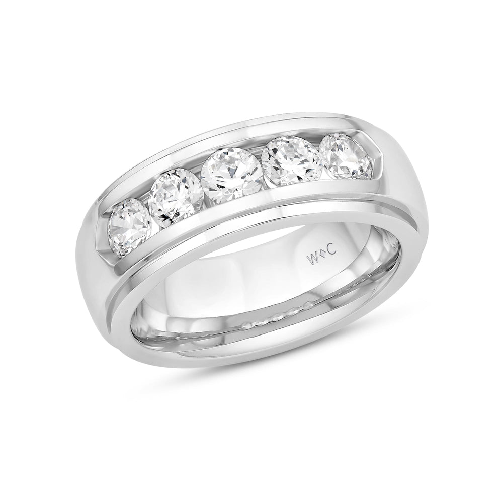 Dome Profile Five Stone Channel Set Band with 14KT White Gold / Lab / 2 Cut Diamond in 14KT White Gold / Lab / 2 view 3
