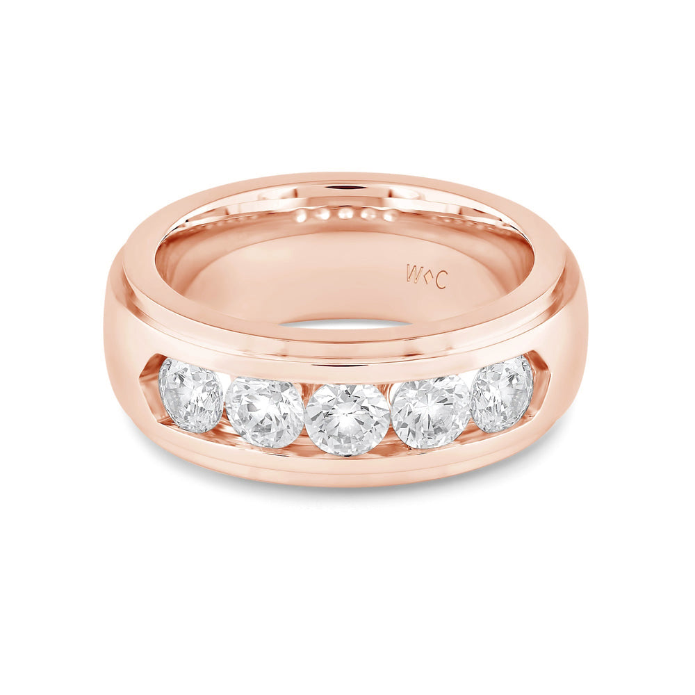Dome Profile Five Stone Channel Set Band with 14KT Rose Gold / Lab / 2 Cut Diamond in 14KT Rose Gold / Lab / 2 view 1
