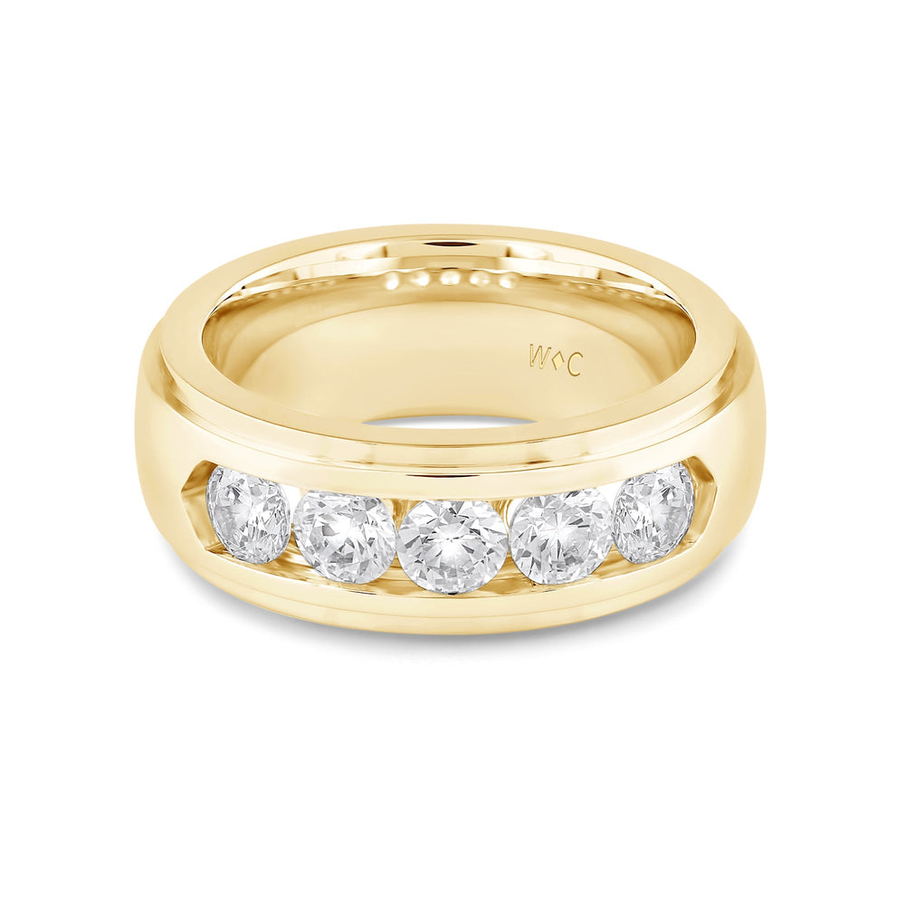 Dome Profile Five Stone Channel Set Band with 14KT Yellow Gold / Lab / 2 Cut Diamond in 14KT Yellow Gold / Lab / 2 view 1
