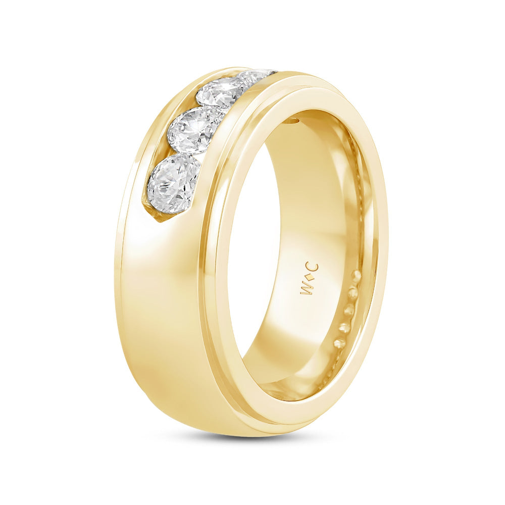 Dome Profile Five Stone Channel Set Band with 14KT Yellow Gold / Lab / 2 Cut Diamond in 14KT Yellow Gold / Lab / 2 view 3
