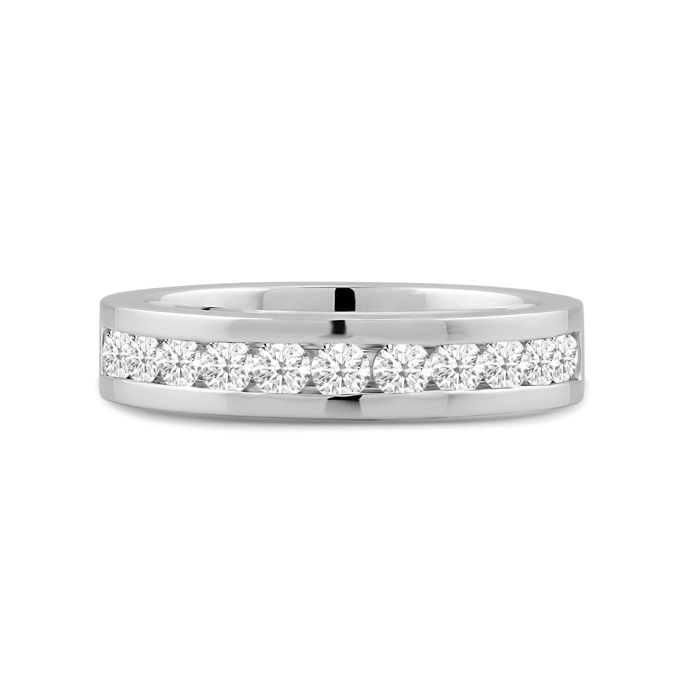 Channel Set Classic Men's Band with 14KT White Gold / Lab / 1 Cut Diamond in 14KT White Gold / Lab / 1 view 1
