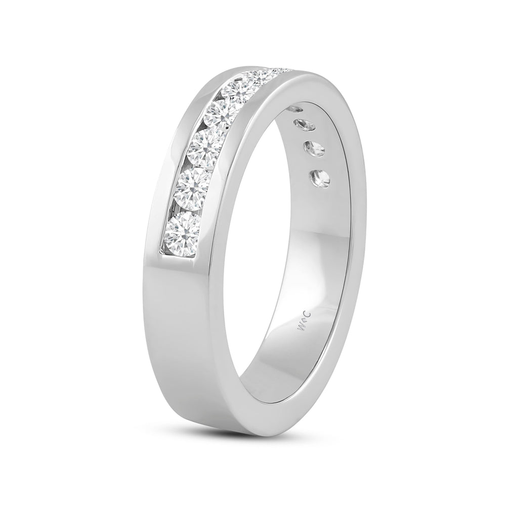 Channel Set Classic Men's Band with 14KT White Gold / Lab / 1 Cut Diamond in 14KT White Gold / Lab / 1 view 4

