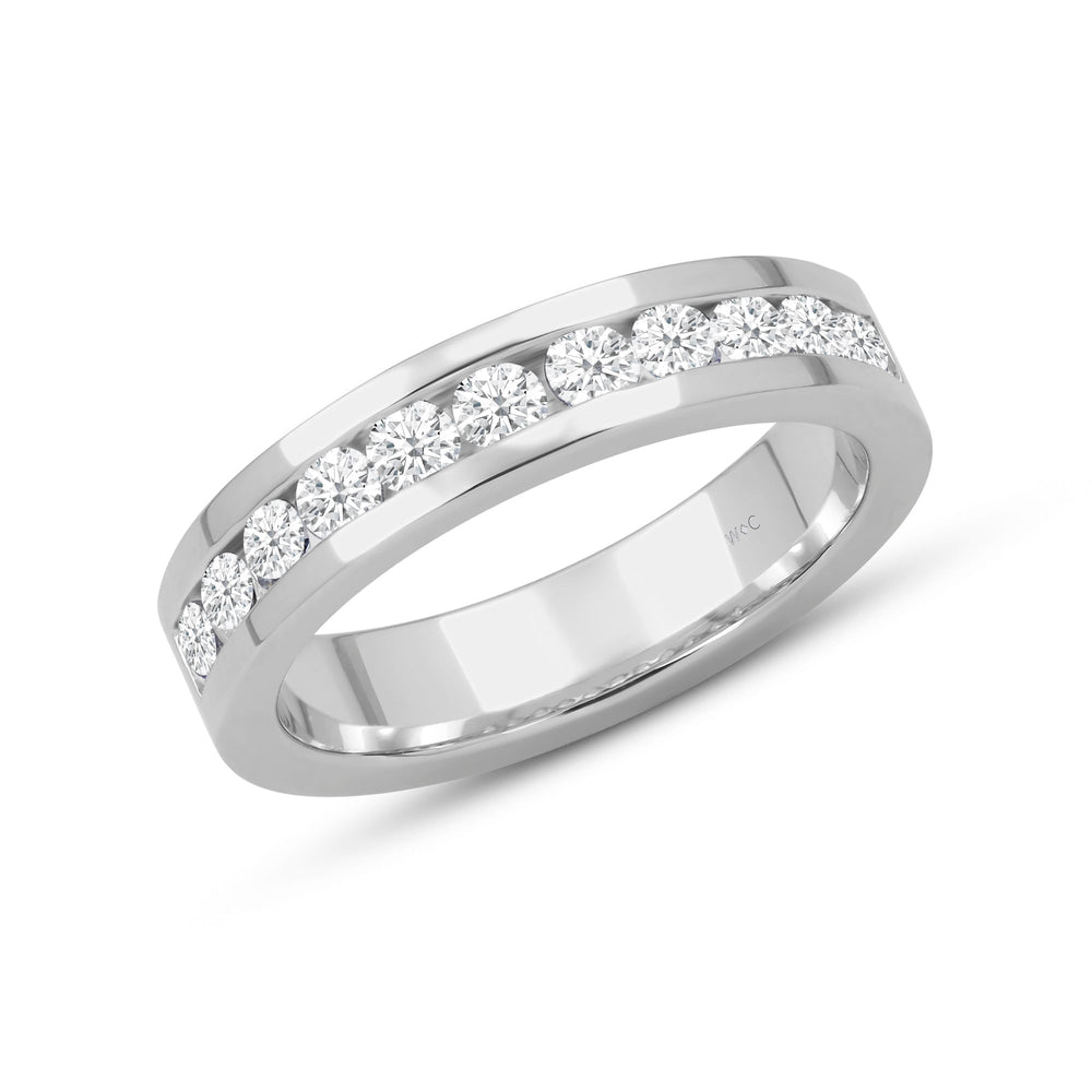 Channel Set Classic Men's Band with 14KT White Gold / Lab / 1 Cut Diamond in 14KT White Gold / Lab / 1 view 3
