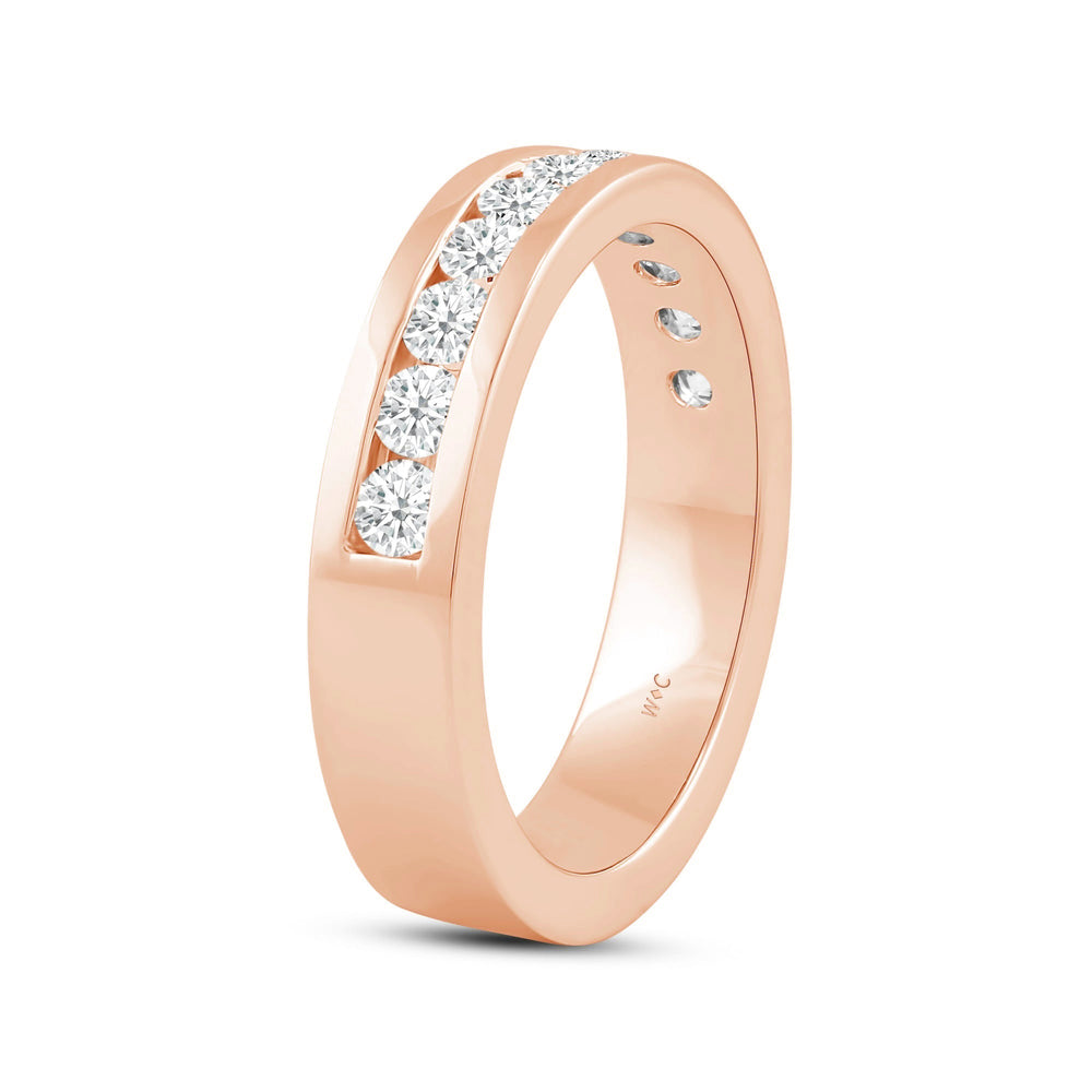Channel Set Classic Men's Band with 14KT Rose Gold / Lab / 1 Cut Diamond in 14KT Rose Gold / Lab / 1 view 4
